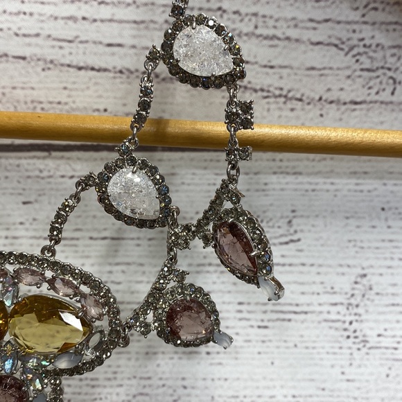 NWOT Stunning Large Ice crystal Statement Necklace Banana Republic Retail $ 198 - Picture 3 of 10